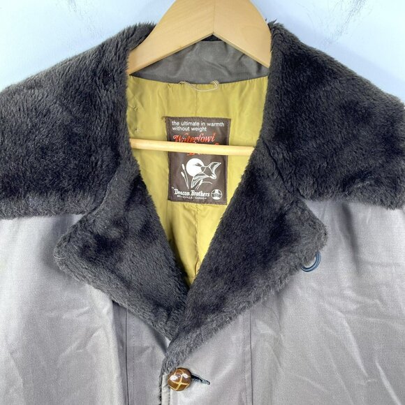Vintage 70s Deacon Brothers Coat Mens XL Down Lined Brown Jacket Faux Sherpa - Picture 3 of 11